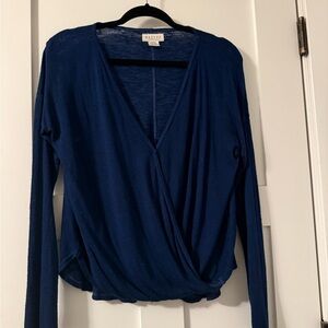 Velvet by Graham & Spencer Navy Wrap Blouse